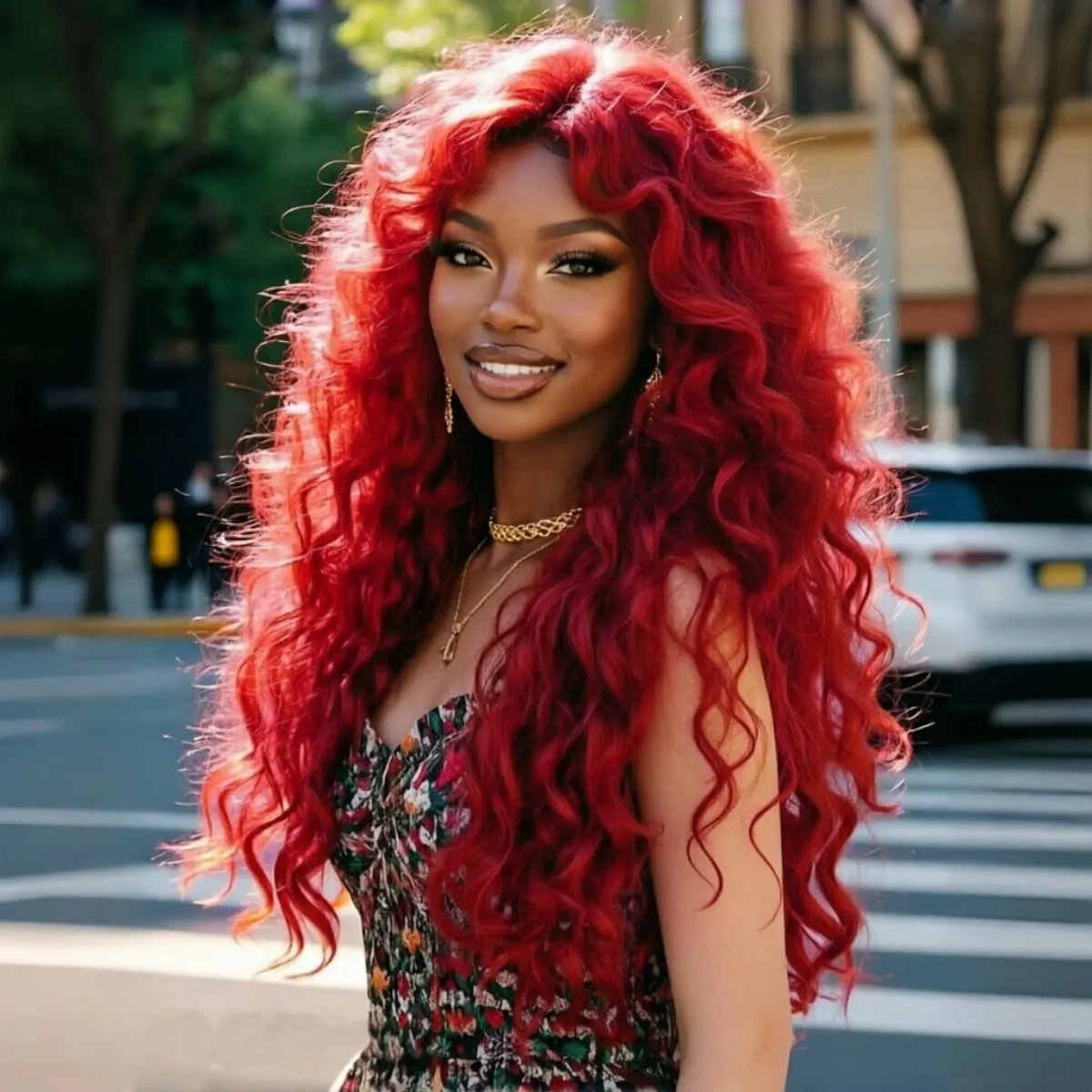 

Длинные волнистые парики с глубокой волной, красные, синтетические, с кружевной передней частью 13x4 HD, для женщин, для музыкальных фестивалей, танцевальных вечеринок, уличной моды