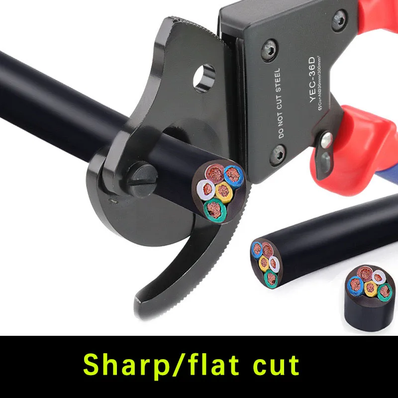 High Strength Alloy Copper Aluminum Electrician Shear YEC-36D Ratchet Cable Shear Gear Type Scissor Wire Cutter