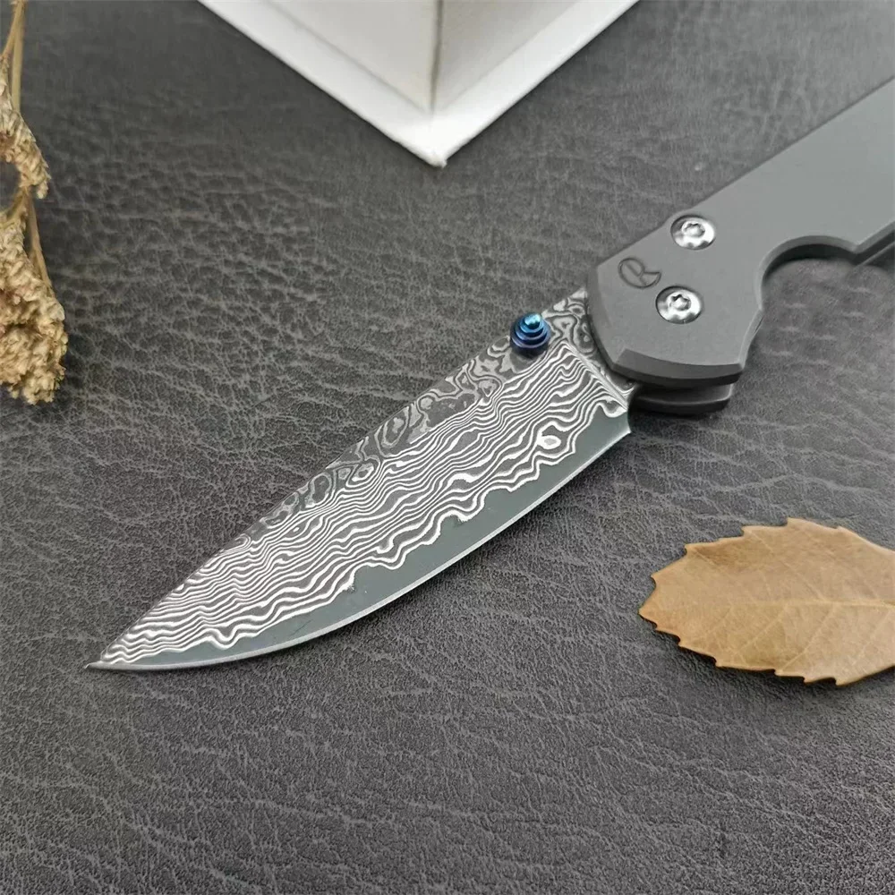 CR Damascus Folding Knife Sharp Blade TC4 Titanium Alloys Handle Outdoor Hunting Survival Camping Tool Protable Rescue Knife