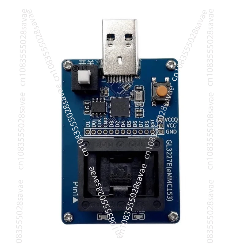 EMMC153 Programming Socket for USB 3.0 Image Read/write for EMMC Chip Testing; BGA153 Test Socket GL3224E