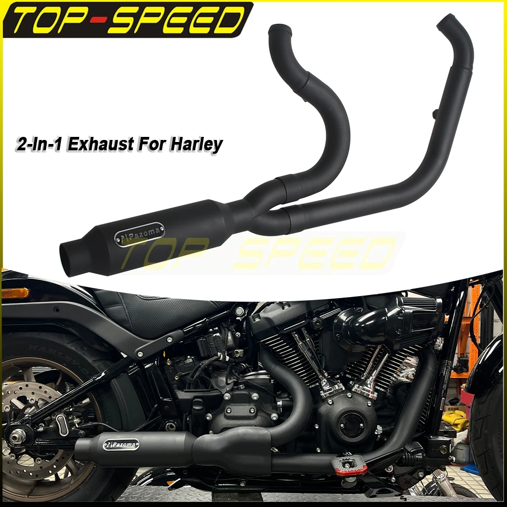 

Motorcycle Full System Exhaust Pipe 2-Into-1 Muffler Tube For Harley Softail Low Rider S ST EI FXLR FXLRS FXLRST EI Diablo FXRST