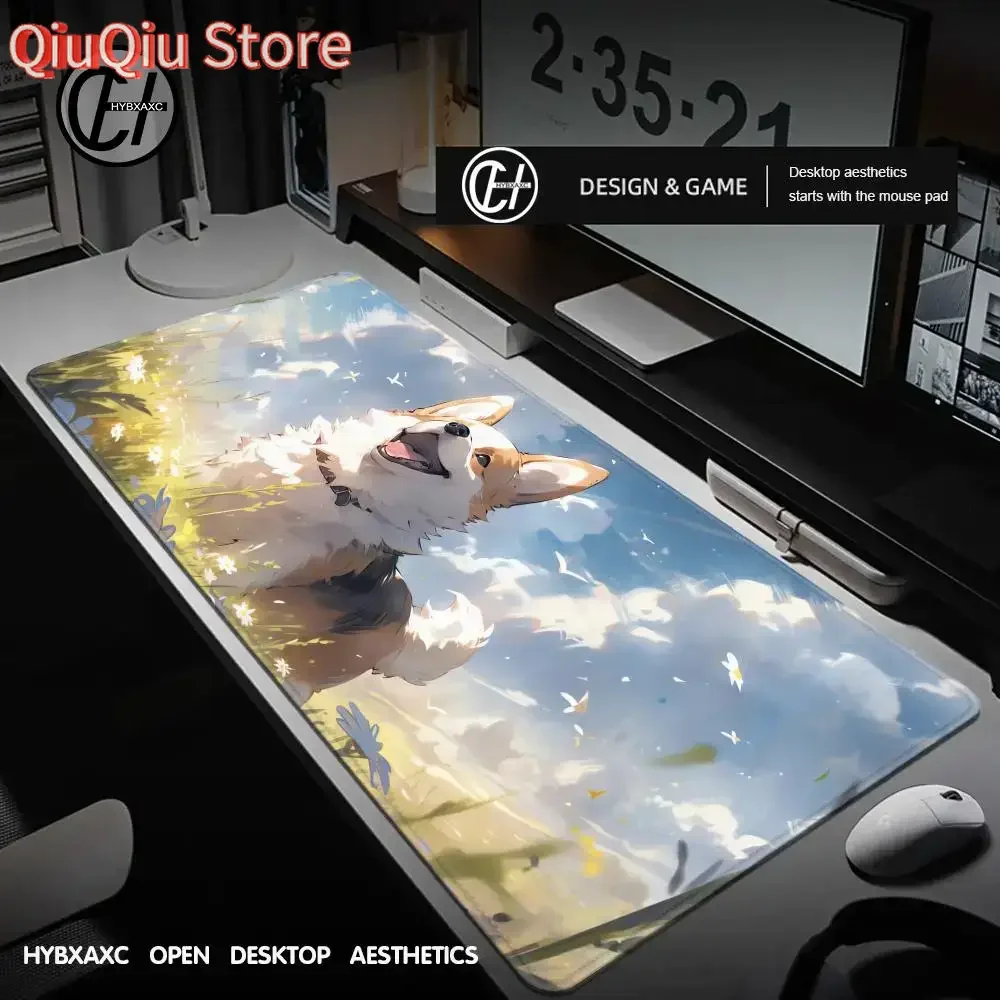 

Anime Corgi Dog Mouse Pad Laptop Yellow Extended Desk Mat XXL Kawaii Cat Dog Paw Keyboard Rug Laptop Gamer Cabinet Soft Mousepad