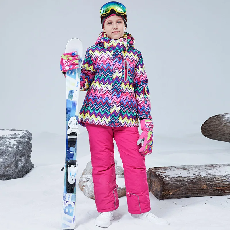 -30℃ Boy girl skiing suit waterproof 5 6 7 8 9 10 11 12 13 14 15 year old children's snow clothing Warm snowboarding Coat pant