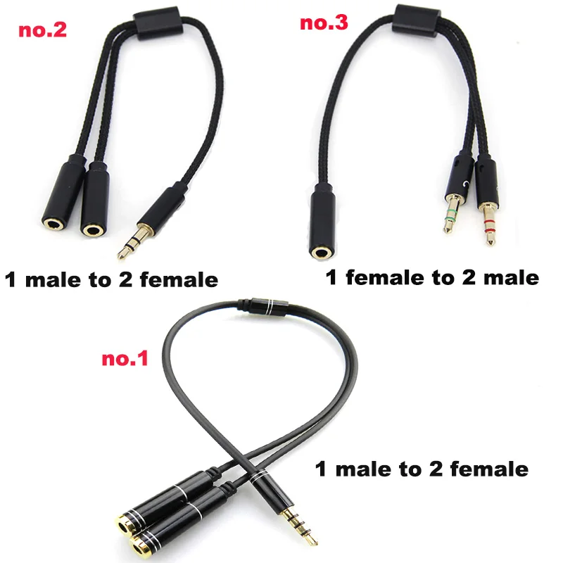 Headphone Splitter for Computer 3.5mm male Female to 2 Dual 3.5mm Male female Mic Microphone AUX Audio Y Splitter Cable Headset