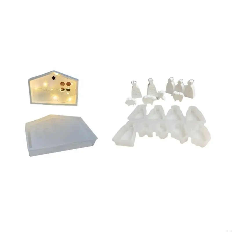 

31BB Nativity Themed Christmas Decorations Mold Silicone The Advent Ornament Molds for DIY Resin and Plaster Crafts