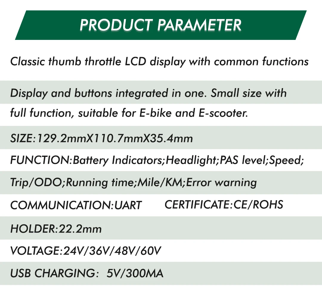UART2 E-Bike LCD LH100 Buntes Display Meter 24V-60V SM/Wasserdichter Verbindungsstecker Elektro-Fahrrad-Display mit USB UART – Detail 10