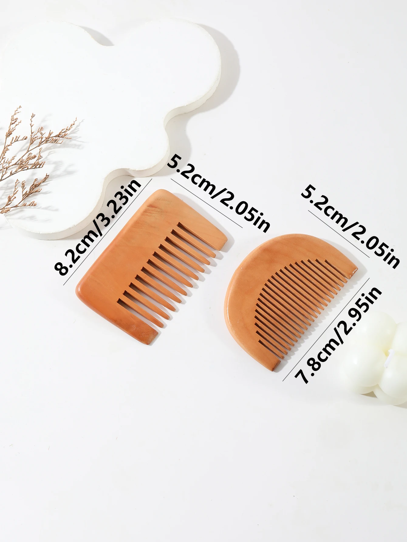 Sisir kayu persik alami, cocok untuk perawatan dan penataan rambut dan jenggot sehari-hari, sisir perjalanan portabel, khusus untuk wig rambut asli