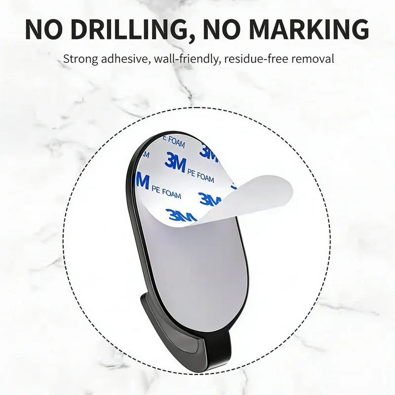 No Mark Self-Adhesive Stainless Steel Hooks, Heavy Duty Drillless Wall Mount Hooks for Home Bathroom Kitchen Use