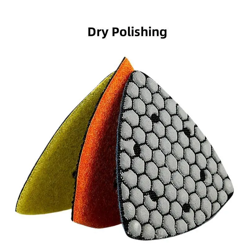 7-teiliges Set 90mm Dreieckige Trockenpolierpads für Granit, Marmor, Beton, Stein, Schleifpads, Polierscheiben – Detail 5