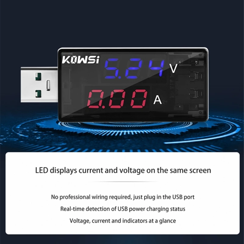 CS1W Dual USB Current Charging Detector Tester Battery Voltmeter Ammeter