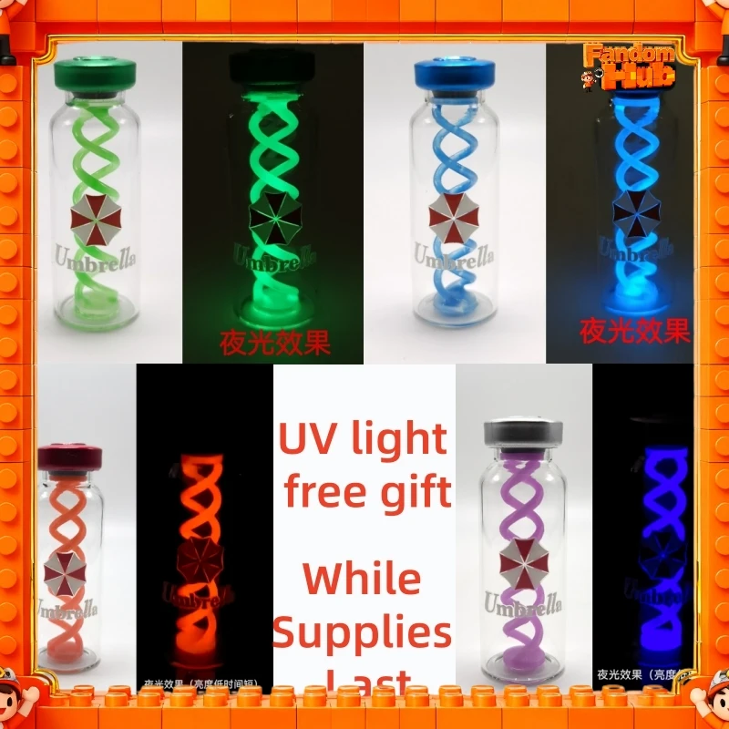 

НОВЫЕ флаконы для образцов T-Virus и G-Virus, Новое поступление, светящиеся в темноте, игрушечный подарок — бесплатный УФ-свет в комплекте с покупкой!