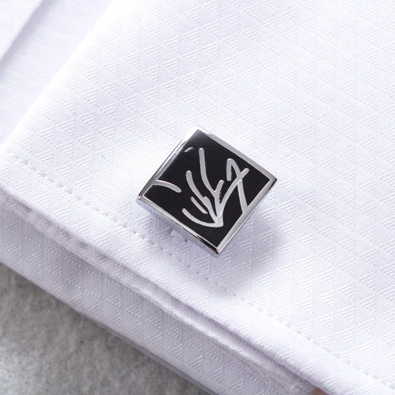 French Cufflink tuksedo pria lengan panjang, baju tuksedo bisnis ramping, baju jamuan makan kuku, pakaian pernikahan, Baju Pria