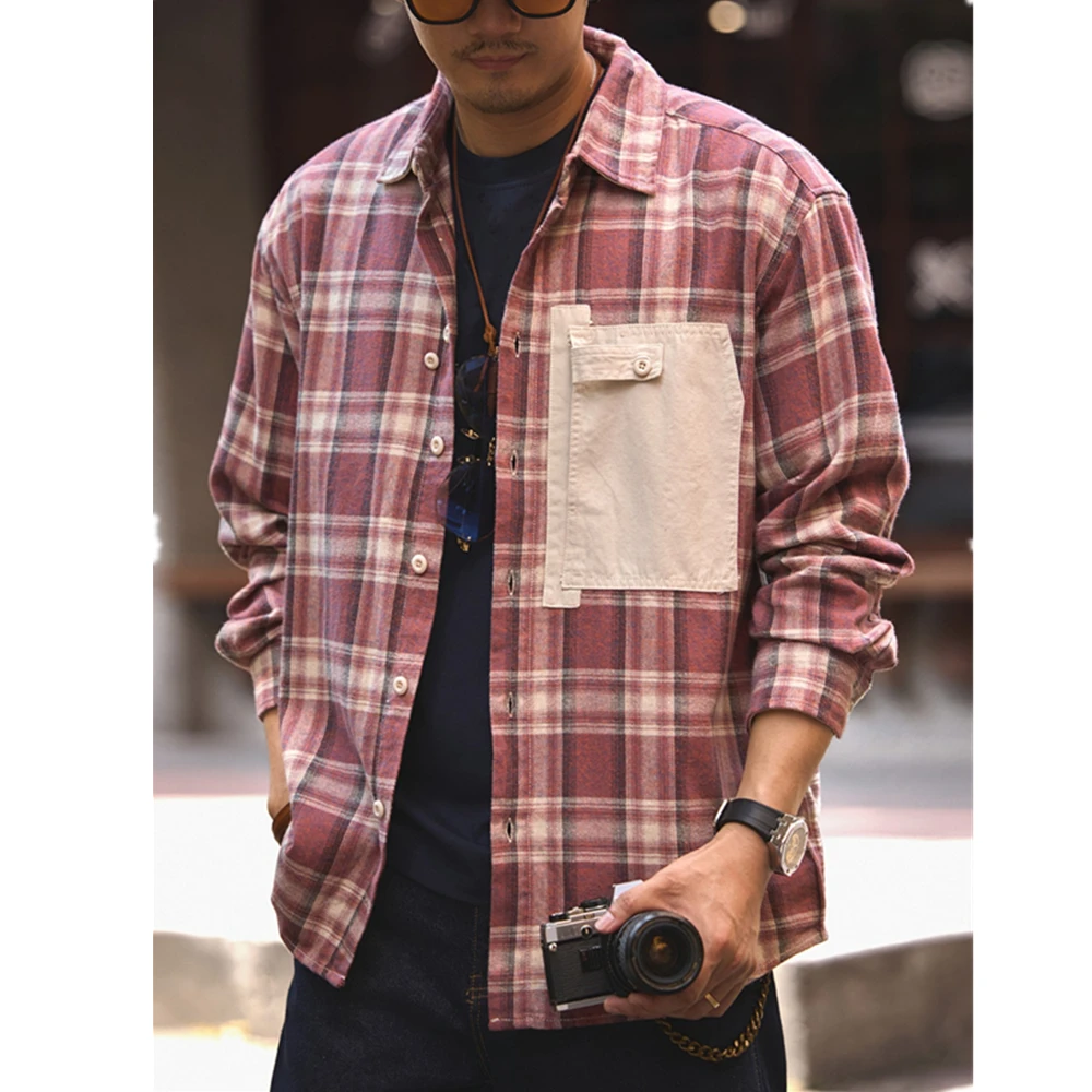 

Весенне-осенний новый тренд, дизайн в стиле ретро, чтобы сделать старую клетчатая рубашка, мужская хлопковая рубашка с длинными рукавами, пальто