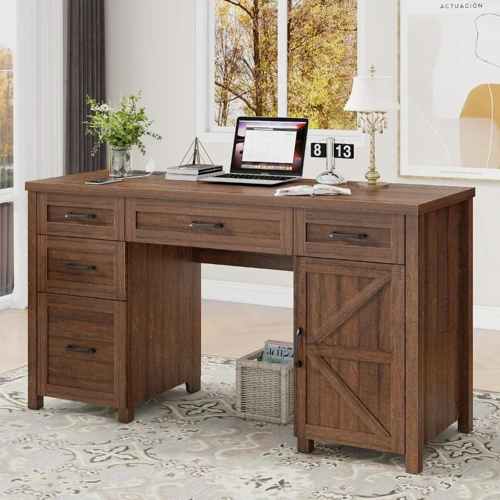 

Farmhouse 47" Executive Desk, Computer Desk with Drawers and Storage Cabinet, Workstation Computer Desk for Home Office