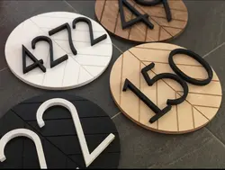 Now Art Home Decoration Outdoor House Number Sign Residential Door Address Plaque Wooden House Number