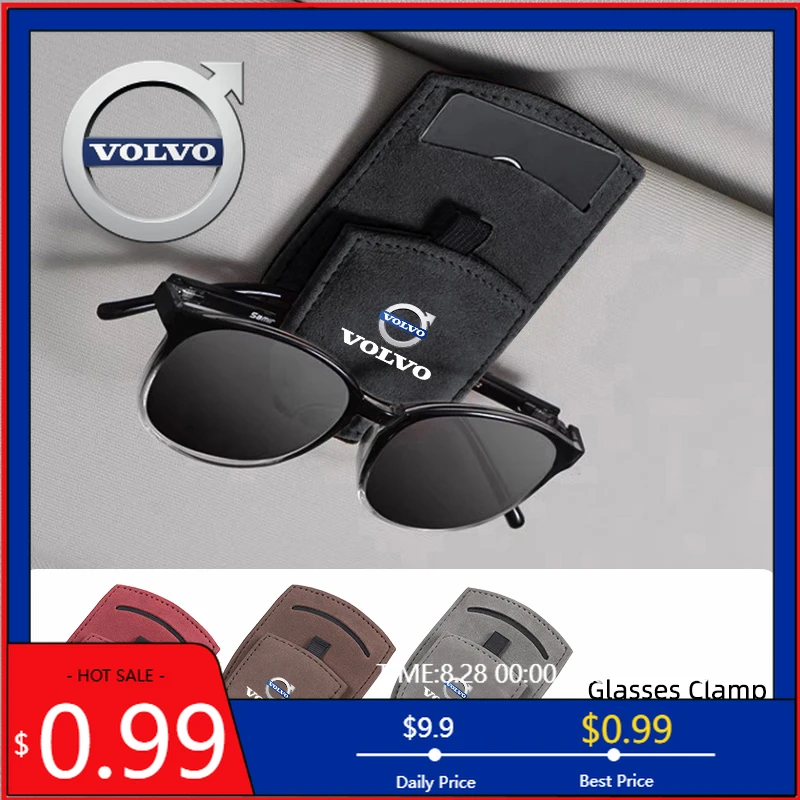 

2026 Hot For Volvo Steering Covers Car Sun Visor Glasses Box Sunglasses Clip Card Ticket Holder For Volvo XC90 V90 V60 XC60 V40