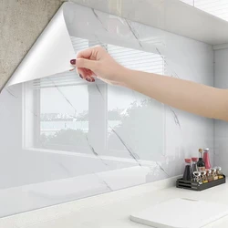 Papier Peint Marbré en Aluminium, 60cm, Autocollants Imperméables pour Meubles d'Nik, Cuisine