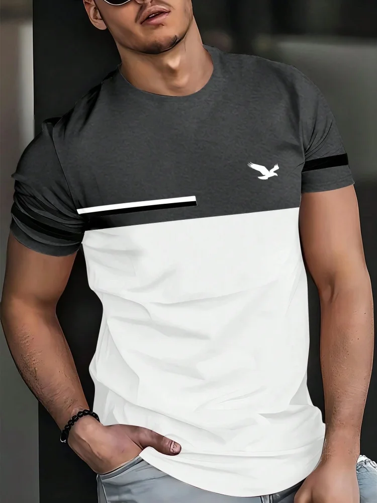 Zomer heren casual sport losse oversized eenvoudige letterpatroon bedrukte T-shirt met ronde hals en korte mouwen