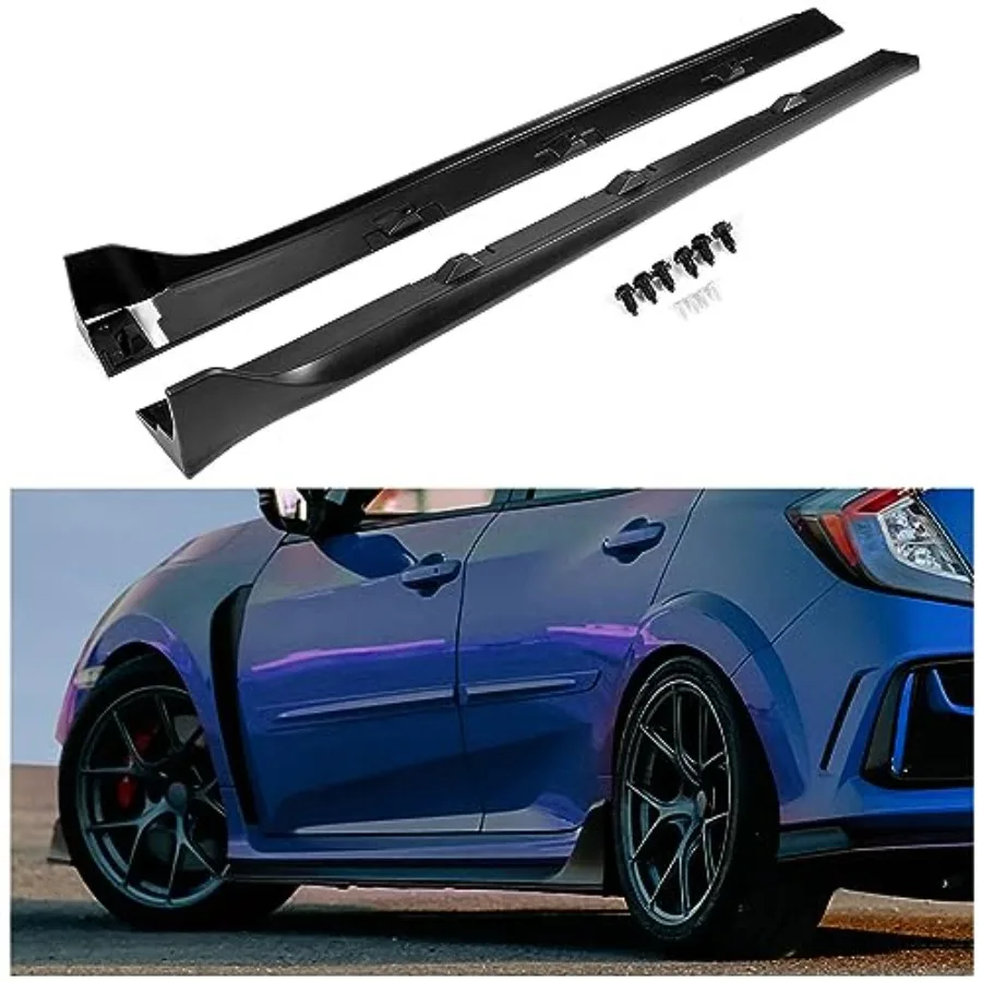 KUAFU Side Skirt Extension Replacement for 2016-2021 Honda Civic 4 Door Sedan Including Si Model Type-R Style Bottom Side Line