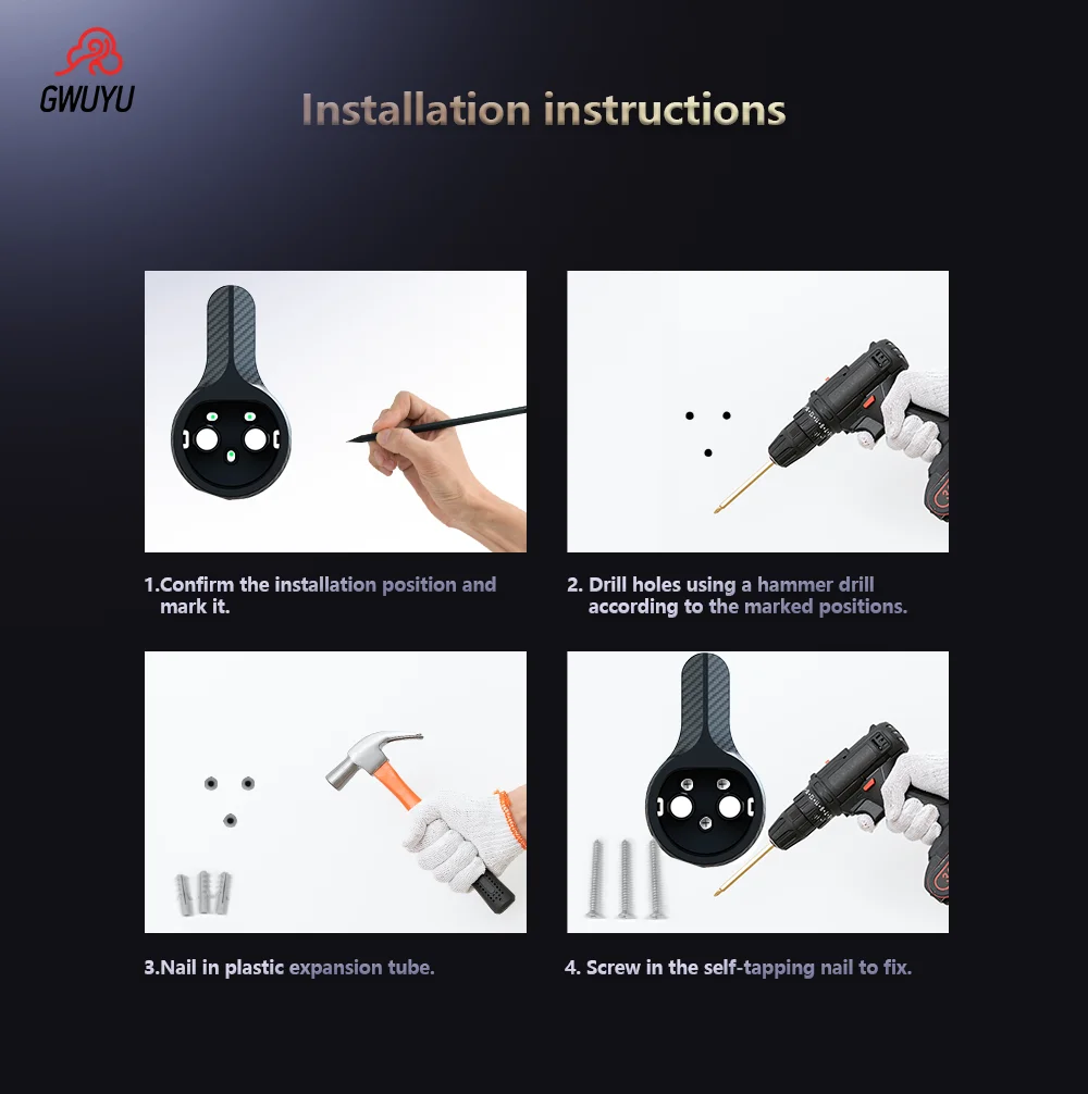 GWUYU Car Charging Fixed Gun holder Type 2/Type 1 Standard EV Charger Cable Extra Protection Storage for Wallbox