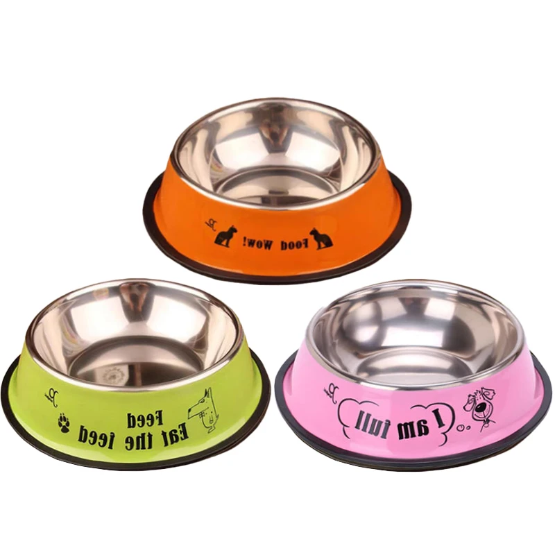 1pcs Dogs Feeding Bowl Puppy Drink Water Feeder Pets Outdoor Food Dish Stainless Steel Cat Lovely Creative Kitten Puppy