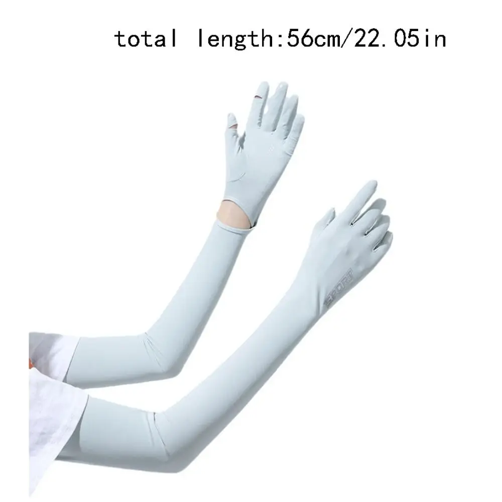 Sun Protection Elastic Long Ice Silk Sleeves Thin Solid Color Sunscreen Arm Covers Anti-UV UV Insulation Cycling Gloves Outdoor