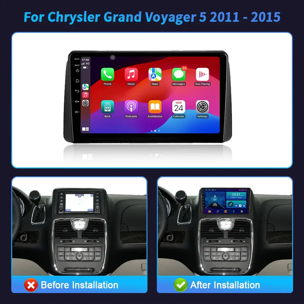 Car Radio Android OS For Chrysler Grand Voyager 5 2011-2015 4G GPS Wireless Apple Multimedia Carplay Stereo Screen Touch System