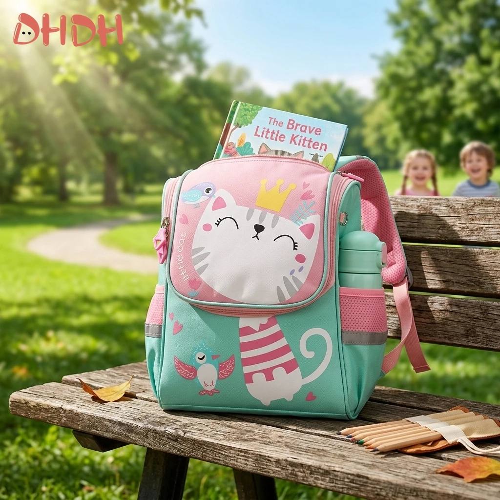 

Премиальный детский школьный рюкзак с милым дизайном в виде кошки, из высококачественного прочного водонепроницаемого материала, портативный и удобный.