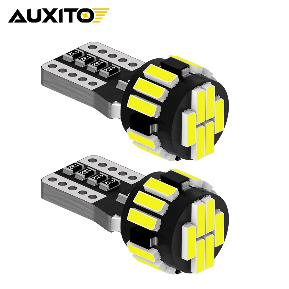 AUXITO 2Pcs 12V T10 W5W LED Canbus Bulb for Honda Civic 4d 5d 2008 2018 2016 2012 CRV Fit Car License Plate Light Interior Lamp