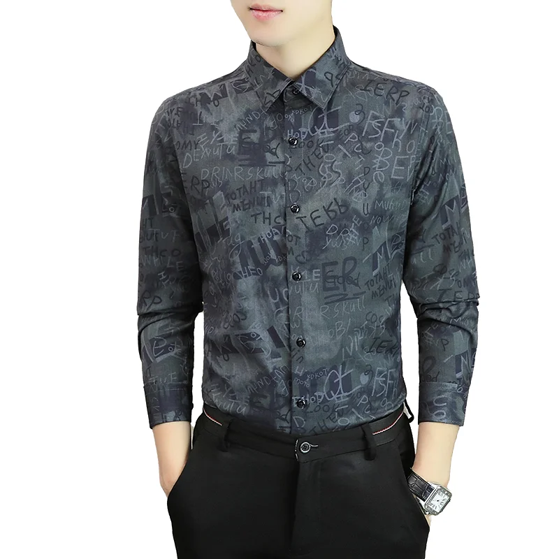 

Мужская модная рубашка с длинным рукавом, весенне-летняя коллекция, устойчивая к сминанию, премиум-класса, легкая, деловая, с принтом, для офиса, комфортная, для работы