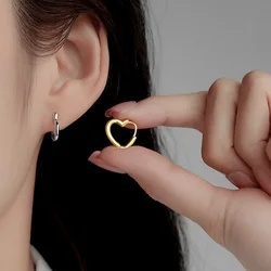 Fashion Gold Silver Color Heart Hoop Earrings For Women Simple Daily Versatile Earring Jewelry Accessories Gift