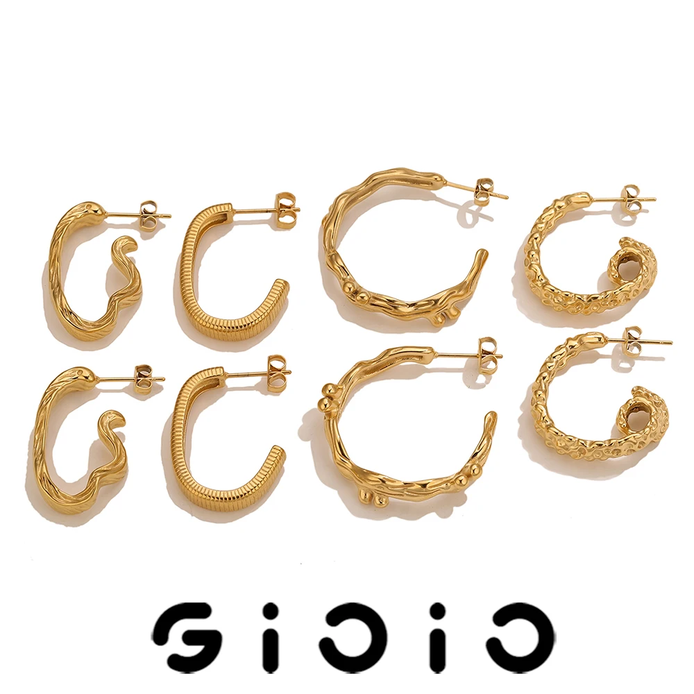

GIOIO Stainless Steel C-type Earrings For Women Minimalist Fashionable Earring Jewelry Waterproof Commuter Ear Jewelry Gift