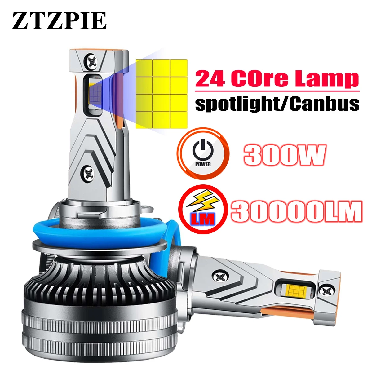 ZTZPIE 6000K HB3 HB4 9005 9006 H1 H7 H4 H11 CANBUS Bulb Led Lamp CSP 7035 Chips Car Headlight 300W Fog Light 2 Copper Tubes