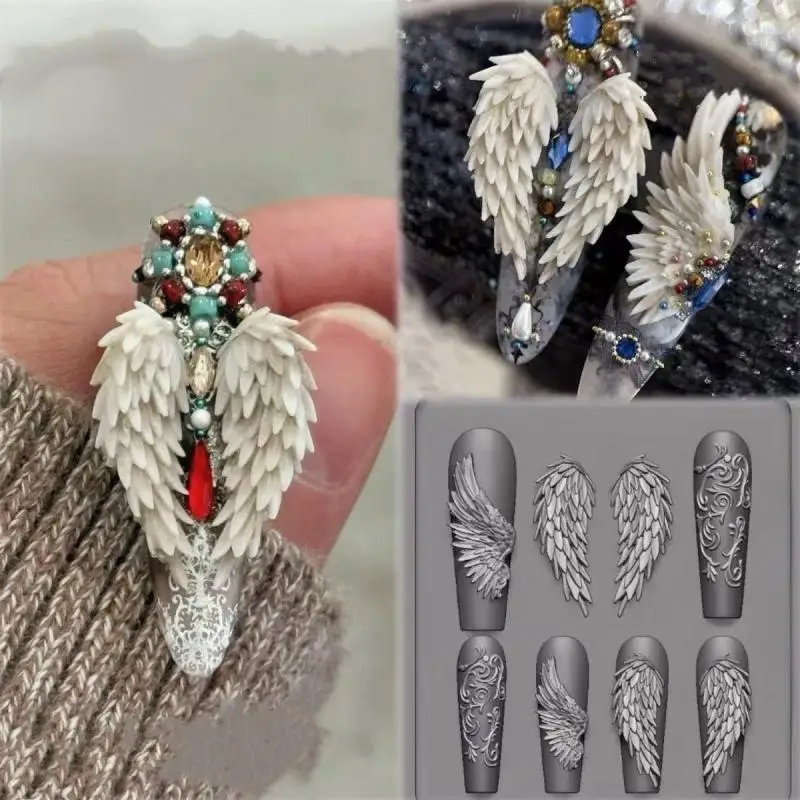 DIY Nail Art Decor Stamping Plates Manicure Tools 3D Silicone Nail Mold Flower Bow Butterfly Nails Templates Transparent Mold