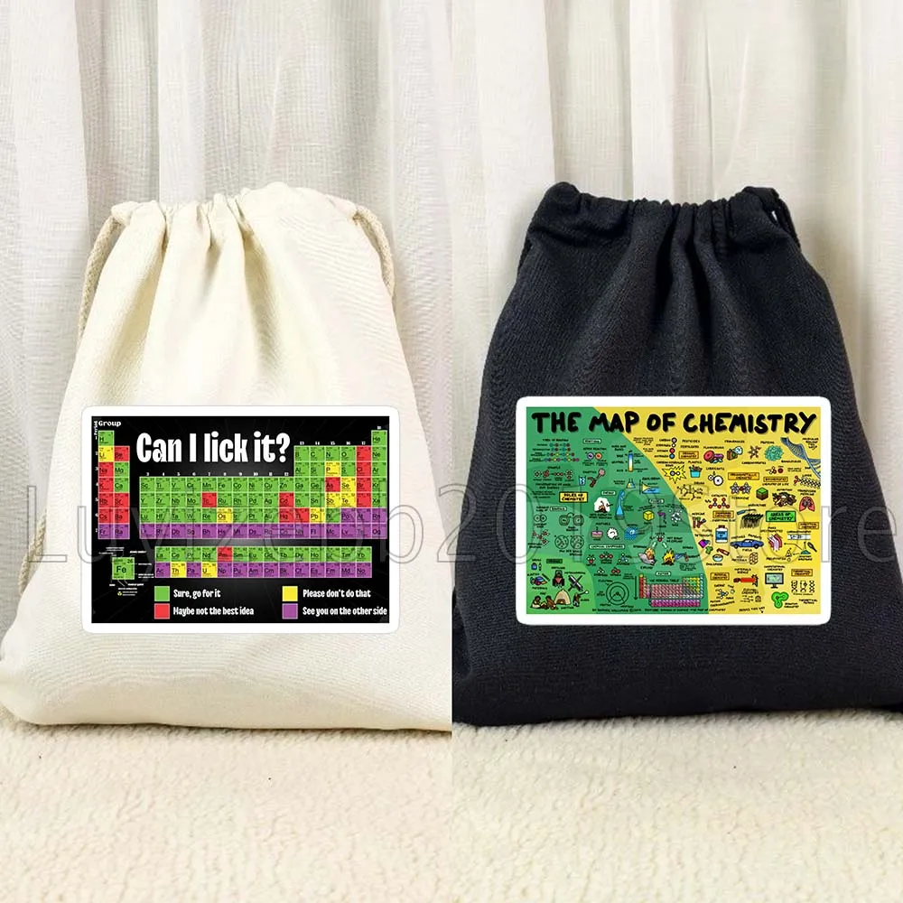 Funny Periodic Table Of Elements Map of Biology Chemistry Computer Science Canvas Drawstring Bag Soccer Backpack String Sackpack