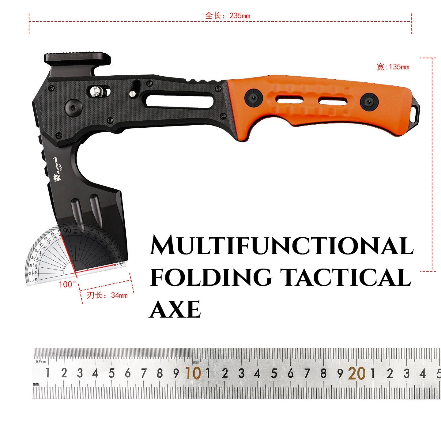 High Quality Foldable Multi-functional Tactical Axe Outdoor Chopper Camping Axe Rescue Axe Emergency Equipment Consumption