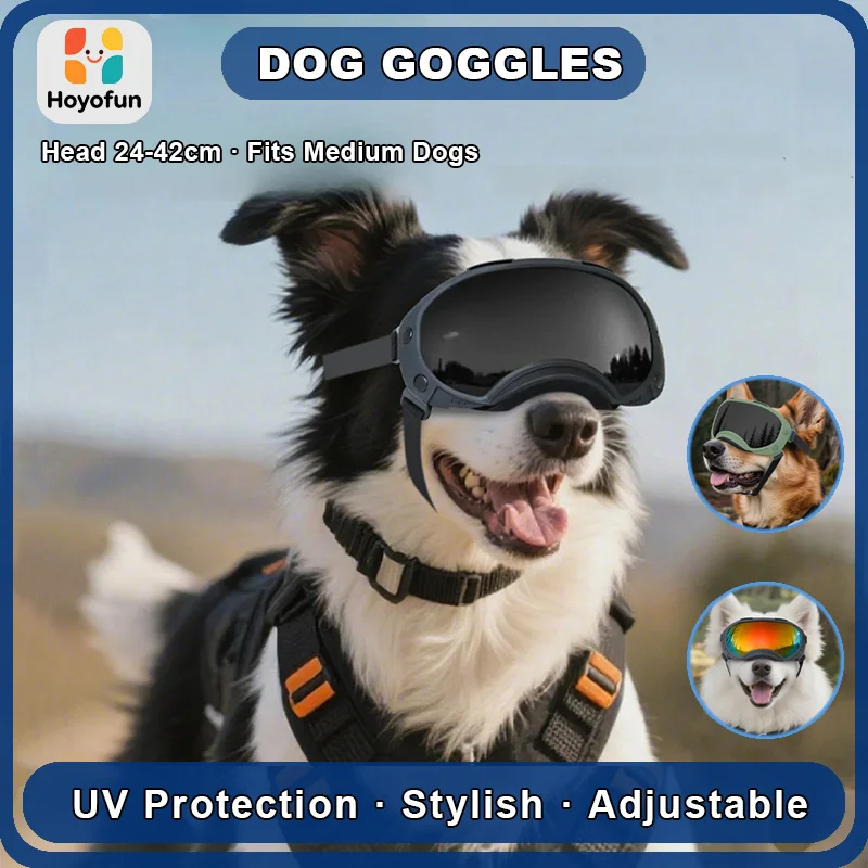 Dog Goggles Soft TPU Frame PC Lens UV400 Protection Scratch Resistant Outdoor Riding for Medium Large Dogs