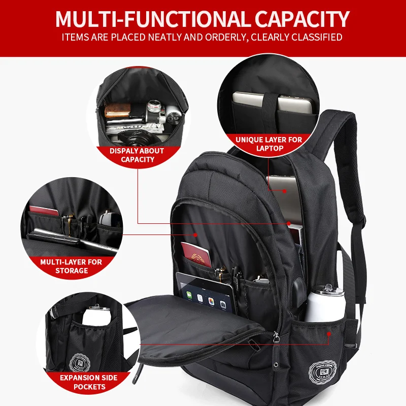 Männer Business Laptop Rucksack große Kapazität Anti-Diebstahl USB-Lade tasche mit Kopfhörer Loch mehr Tasche wasserdichte Tages rucksäcke