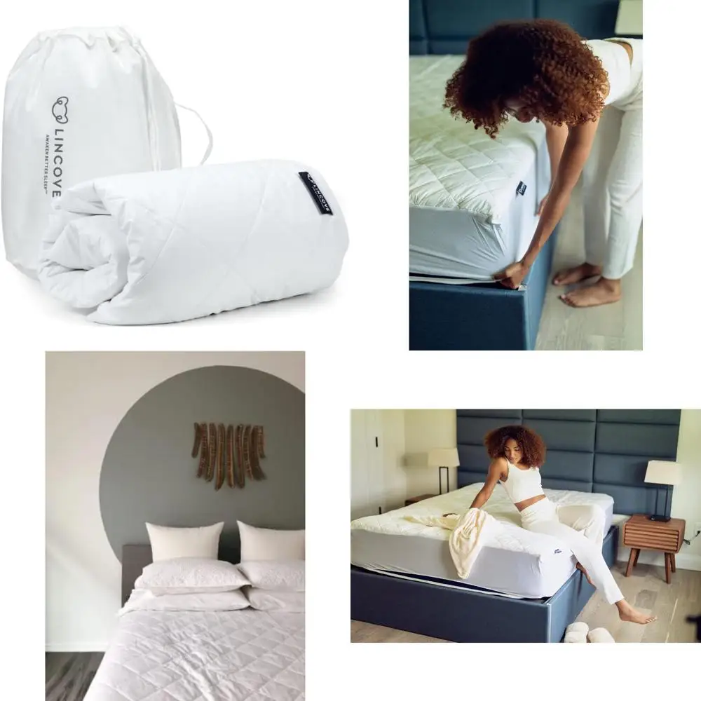 

King Size Quilted Mattress Pad - 100% Cotton, Microfiber Fill, Elastic Protector - Machine Washable Mattress Cover