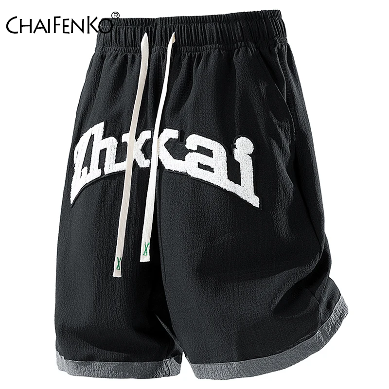 

Summer Men Ice Silk Shorts Versatile Letter Casual Shorts New Outdoor Solid Loose Big Pocket Comfort Sports Shorts Men