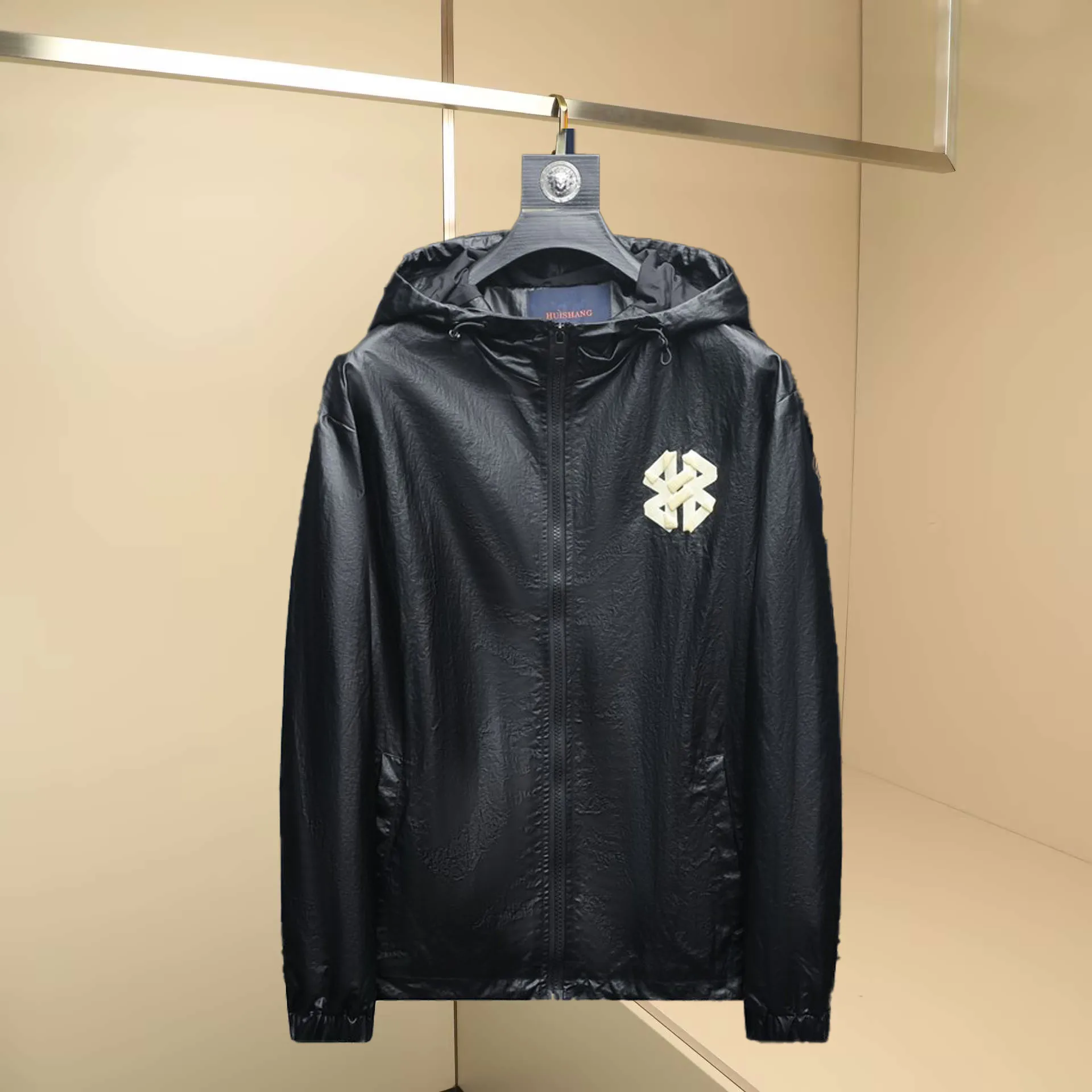 

New 2025 Men's Hooded Jaet Casual Sportswear Set Letter Pr Brand Faionable Polyester Long Sve Zipper Closure Breath...