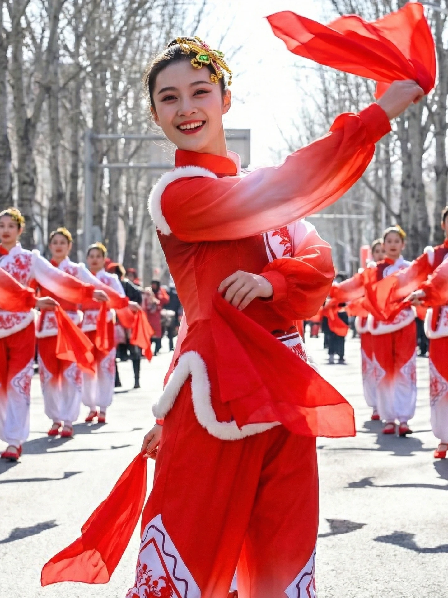 

2026 New Northeast Jiaozhou Yangge Dance Costume Men Women Adult Drumming Lion Dancing Festival Performance Clothing