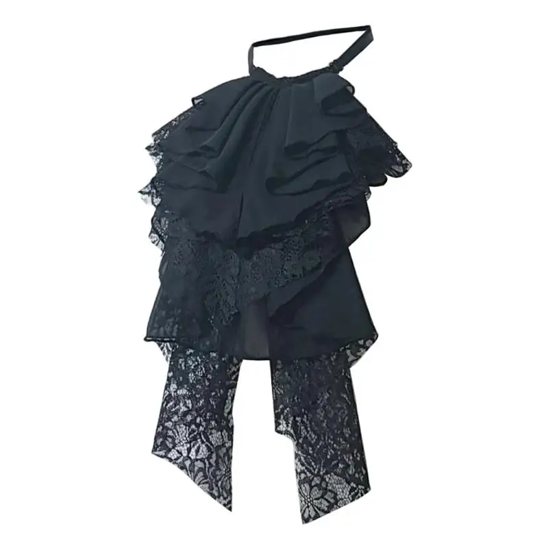 39BD Historical Reenactment Jabot Collar Layered Ruffle Lace Shirt Necktie for Women view 5