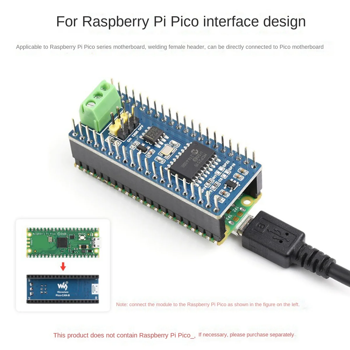 

Superb Waveshare Pico CAN Expansion Board for Raspberry Pi Pico Series SPI Interface Long-Distance Communication Expansion Board