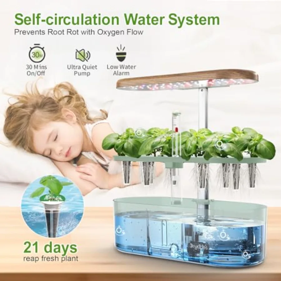 Countertop hydroponics growing Ultimate 12-Pod Aeroponic Herb Garden with LED for Kitchen Office