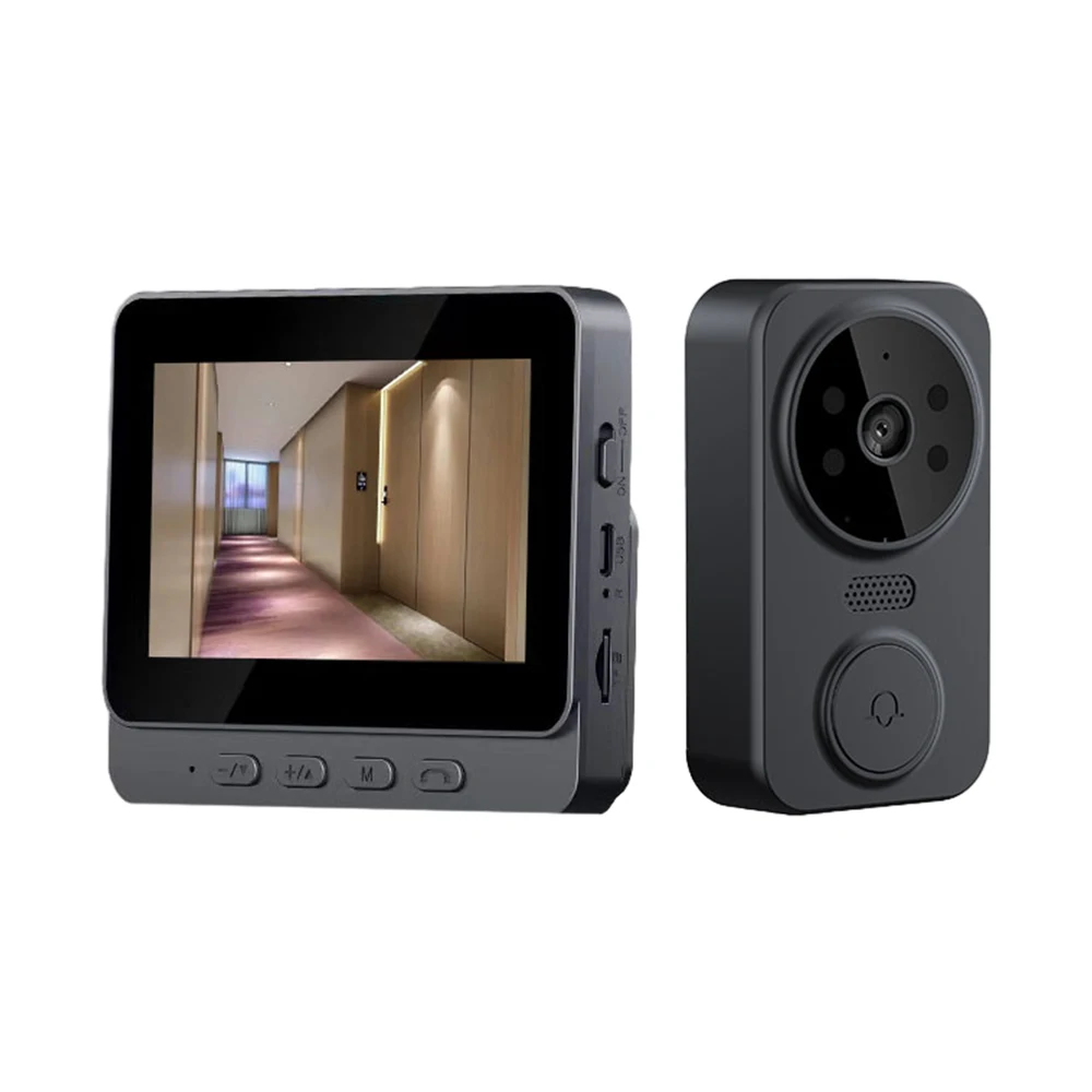 Sonnette avec écran IPS de 4.3 pouces, interphone visuel sans fil 2.4G, surveillance vidéo intellige