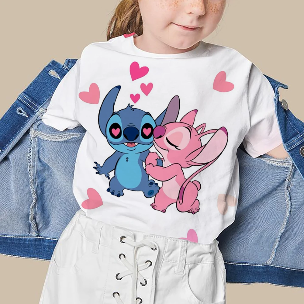 

Summer children's trend short-sleeved, 3D anime printing Stitch girl O-neck T-shirt, boy sports T-shirt