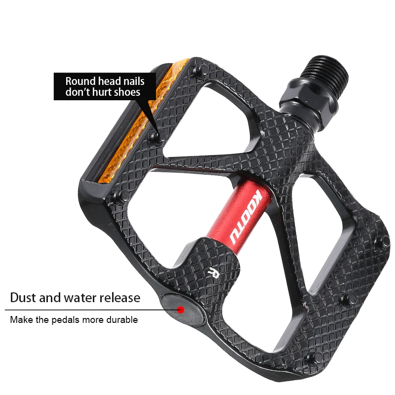 Universal Bicycle Pedals Aluminum Mountain Bike Pedals 9/16 with Safety Reflectors