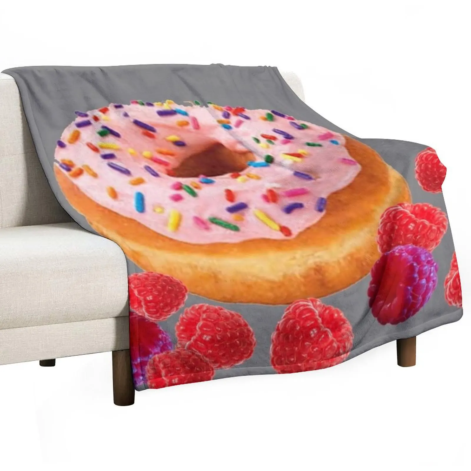 PINK DONUT PASTRY & RED RASPBERRIES Throw Blanket Thermals For Travel Thin Blankets