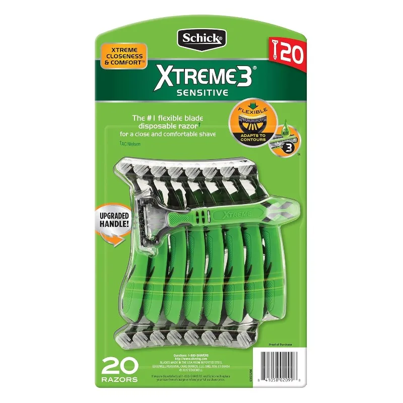 Schick Xtreme 3 Sensitive Skin Razors - Flexible Blades with Aloe Fights Razor Burn , 20 Count (Pack of 1)